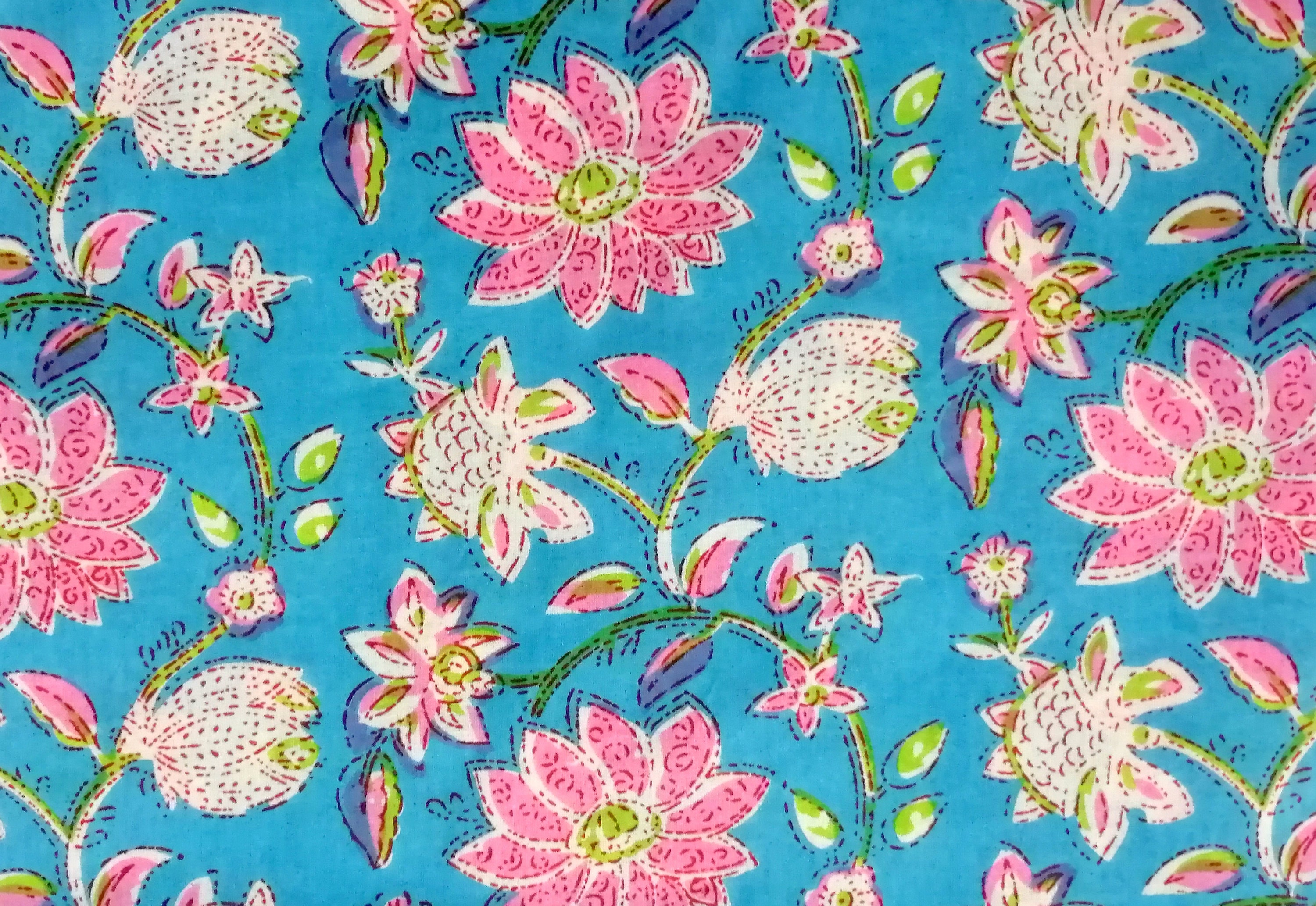 Hand Block Prints Fabric Multicolor Floral Fabric Prints Craft Etsy