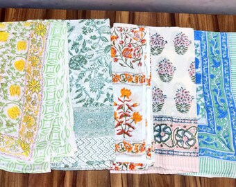 50 pcs wholesale lot pure Cotton Hand Block Print women wear scarf Sarong Stole 