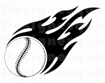 FLAMING BASEBALL Decal//Sticker ball bat #2