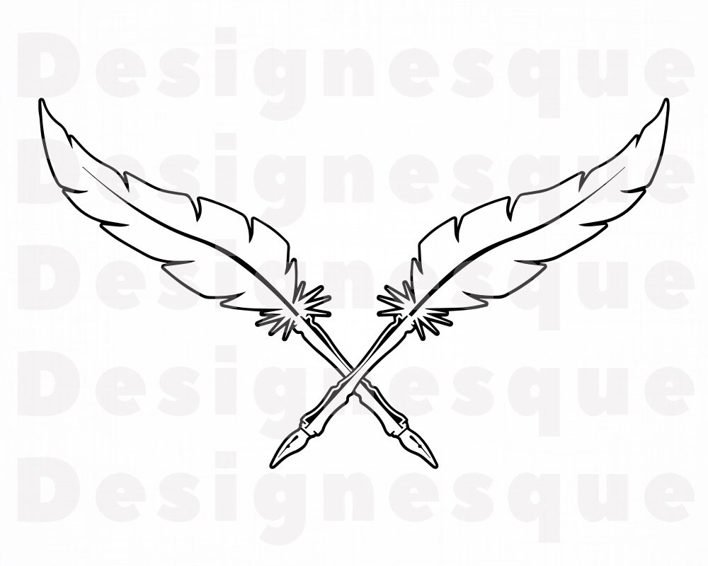 Quill Logo Outline SVG Quill Pen Svg Feather Svg Writing | Etsy