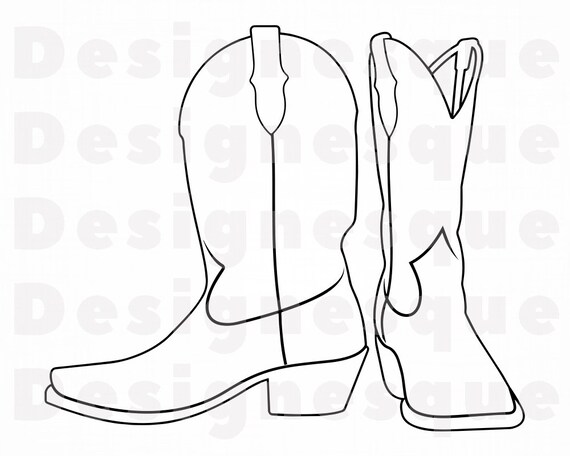 Cowboy Boots Outline 2 Svg Cowboy Boots Svg Cowboy Svg Etsy