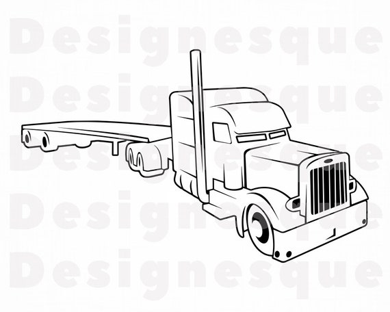 Free Free 191 Outline Semi Truck Svg SVG PNG EPS DXF File