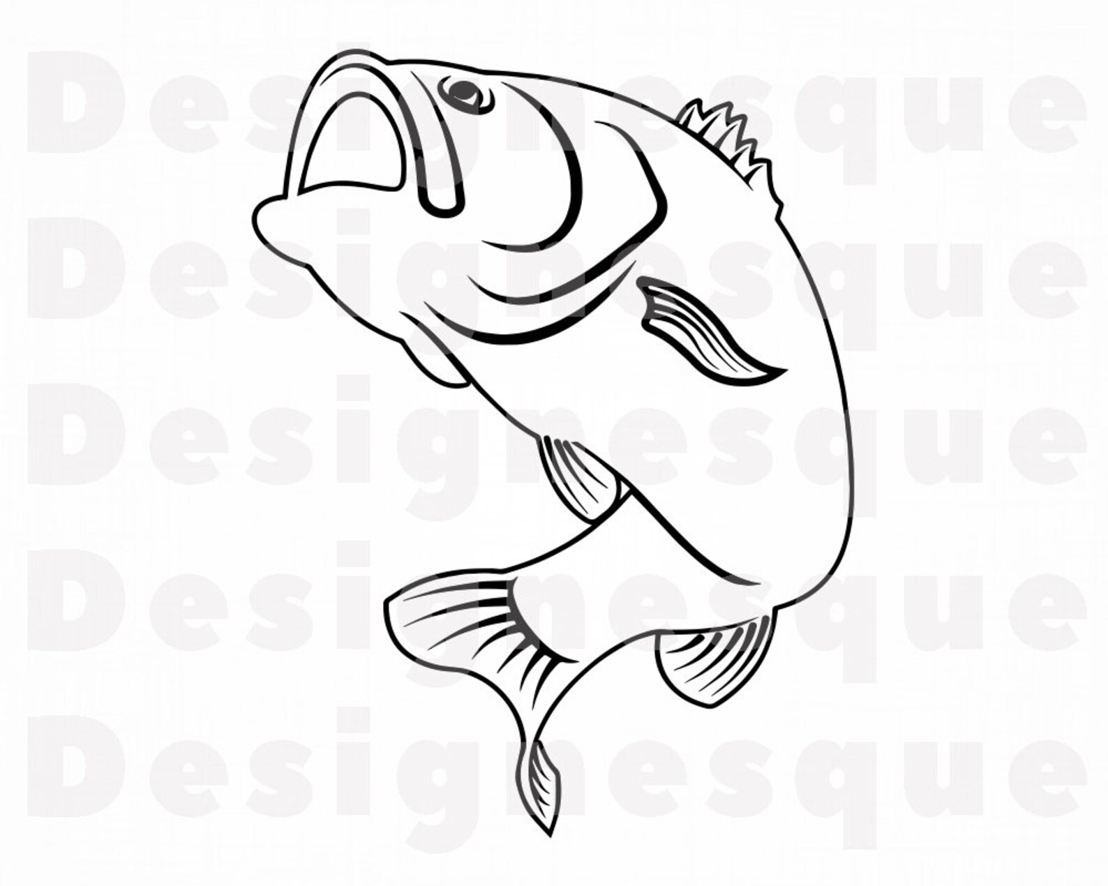 Fishing Outline 8 SVG Fishing Svg Fish SVG Fishing Etsy