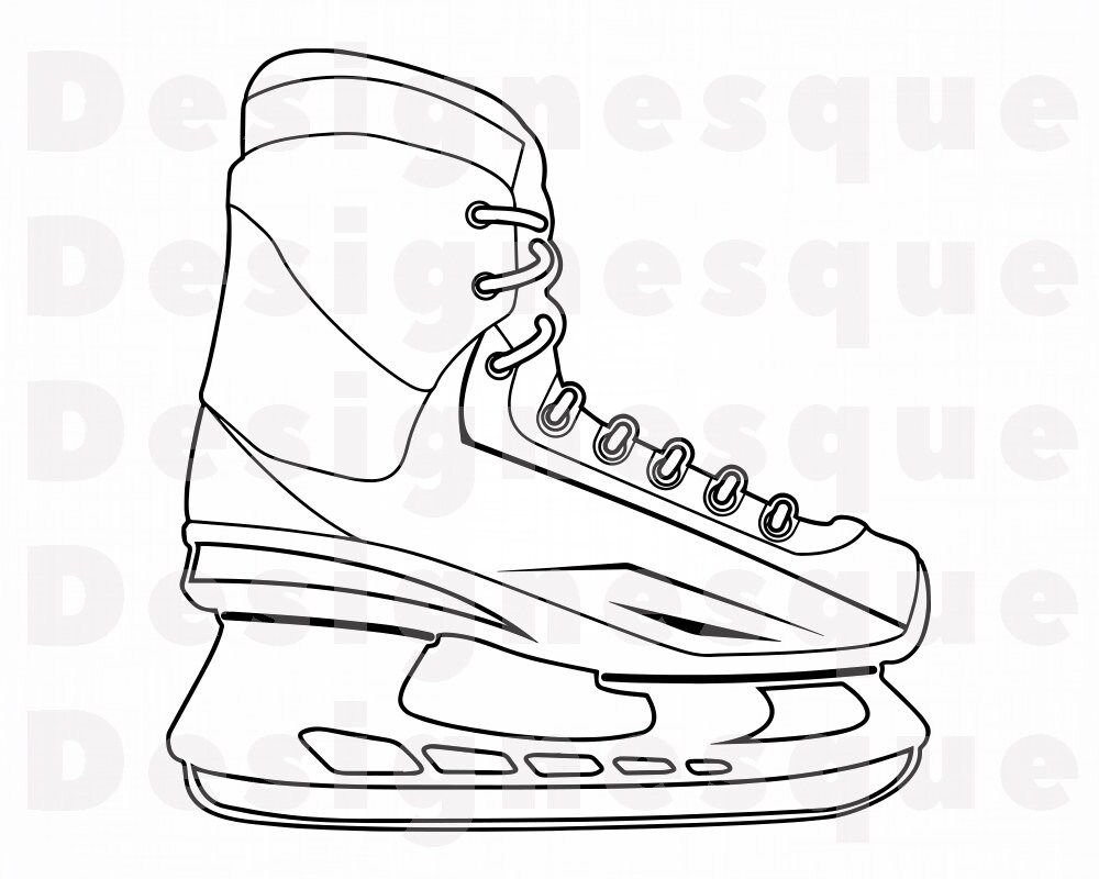 Ice Skate Outline 3 SVG Hockey Skate Svg Ice Skating Svg Etsy