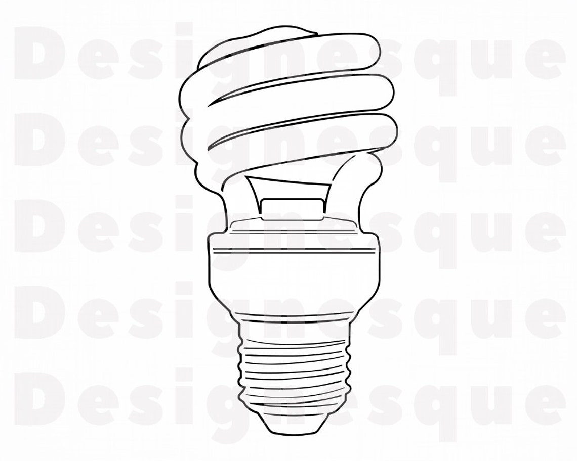 Fluorescent Light Bulb Outline SVG Spiral Light Bulb SVG Etsy