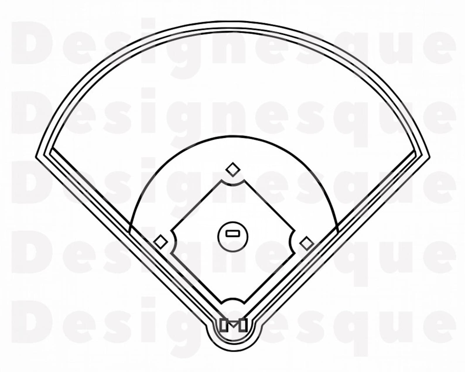 Baseball Field Outline SVG Baseball Field Clipart Baseball Etsy