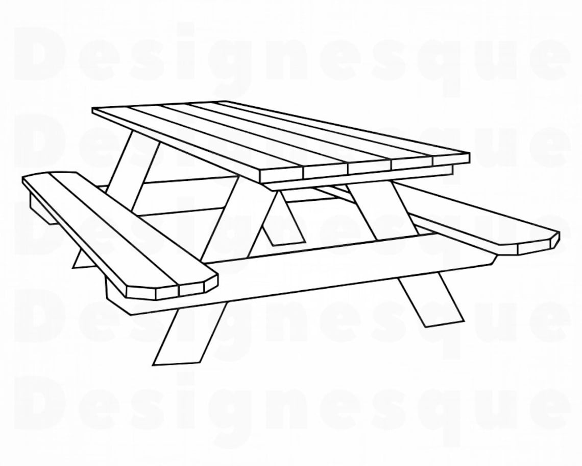 Picnic Table Outline SVG Picnic Table Svg Picnic Svg BBQ Etsy