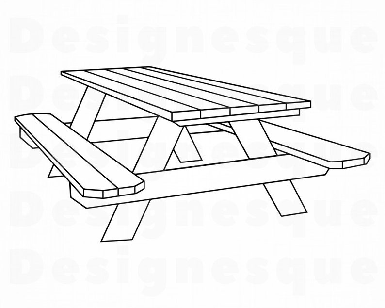 Picnic Table Outline SVG Picnic Table Svg Picnic Svg BBQ Etsy