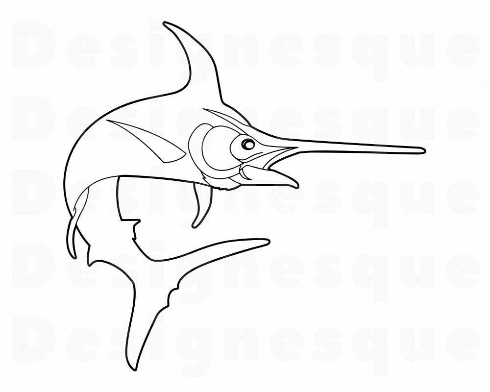 Swordfish Outline SVG Fishing Svg Fish Svg Fishing Clipart Etsy