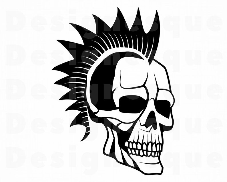 Download Punk Skull 2 SVG Skull Svg Punk Svg Mohawk Svg Skull | Etsy