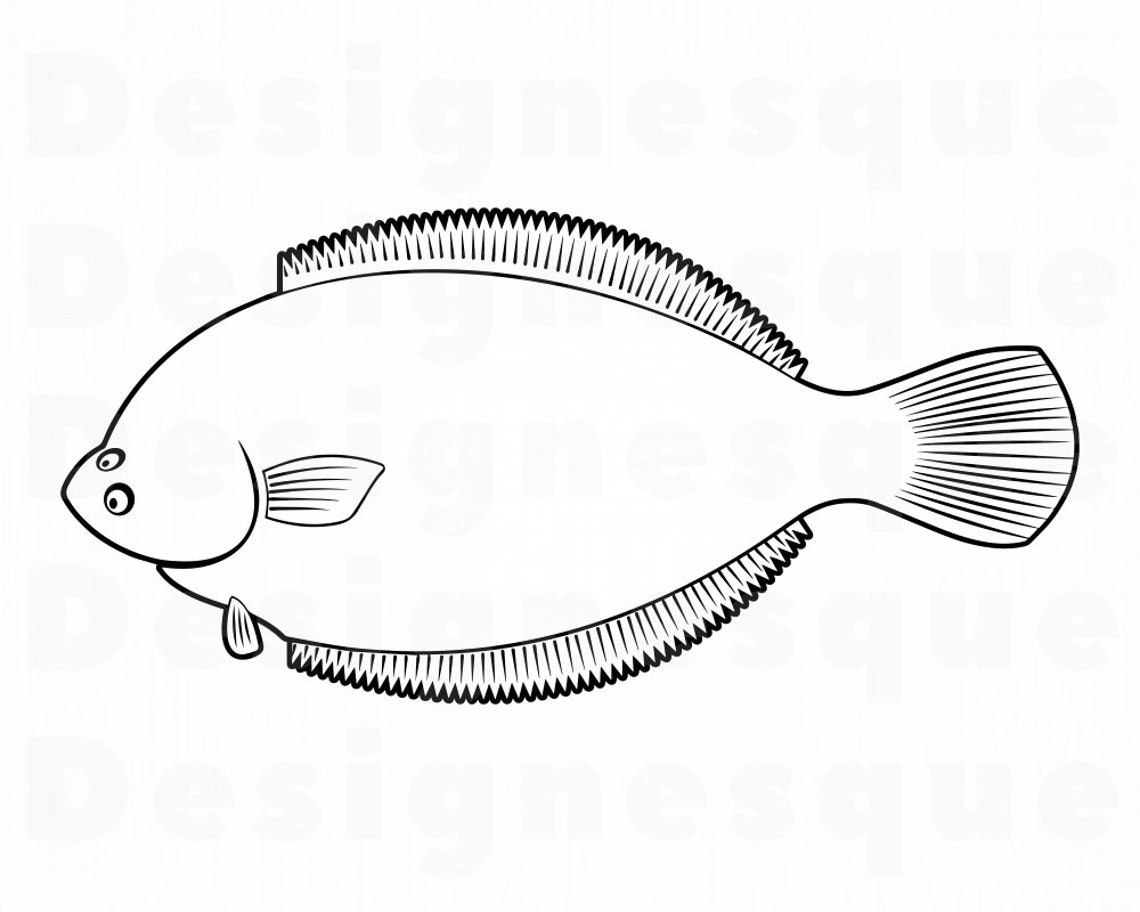 Flounder Outline SVG Fishing Svg Fish Svg Fishing Clipart Etsy