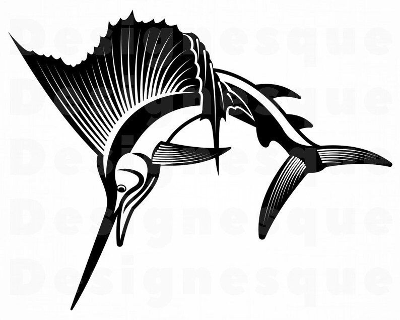 Sailfish 5 SVG Fishing Svg Fish Svg Sailfish Clipart Etsy