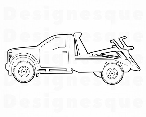 Tow Truck Svg Tow Truck Cut Files For Silhouette Png Tow Truck Clipart Eps Dxf Tow Truck Files for Cricut Tow Truck Outline #2 SVG