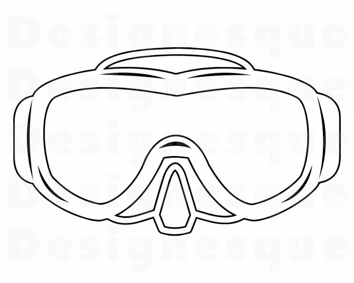 Snorkeling Mask Outline SVG Snorkeling Clipart Snorkeling Etsy