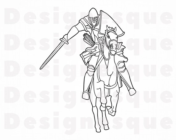 Download Knight Outline Svg Knight Svg Warrior Svg Knight Clipart Etsy