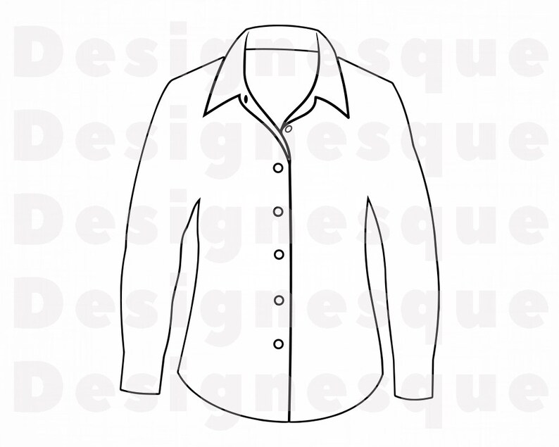 Dress Shirt Outline SVG Shirt Svg Long Sleeve Shirt Svg Etsy