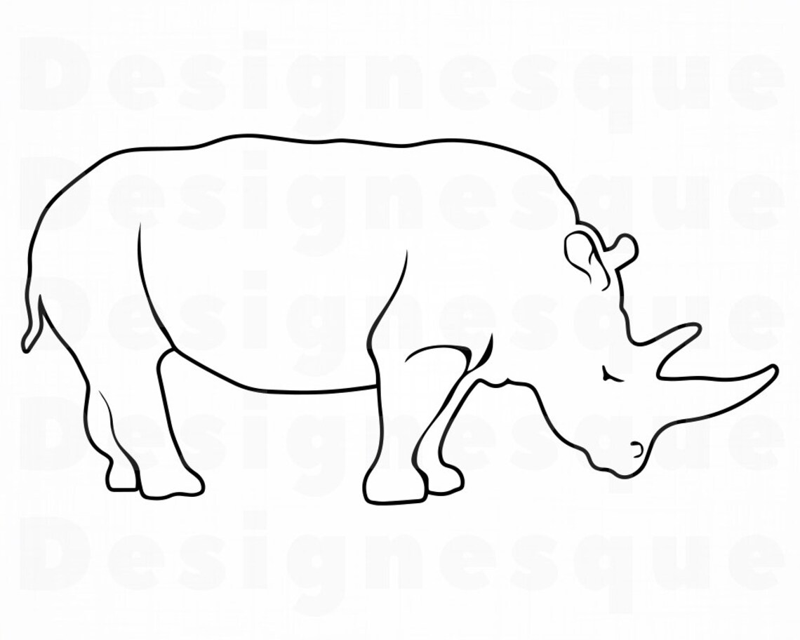 Rhino Outline SVG Rhino SVG Rhinoceros Svg Rhino Clipart Etsy