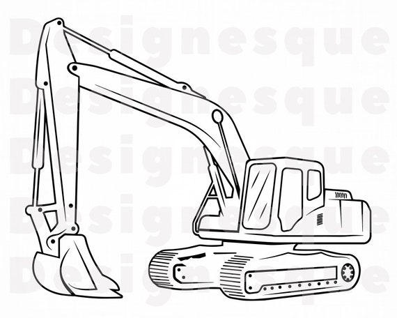 Download Excavator Outline Svg Heavy Equipment Svg Excavator Clipart Etsy