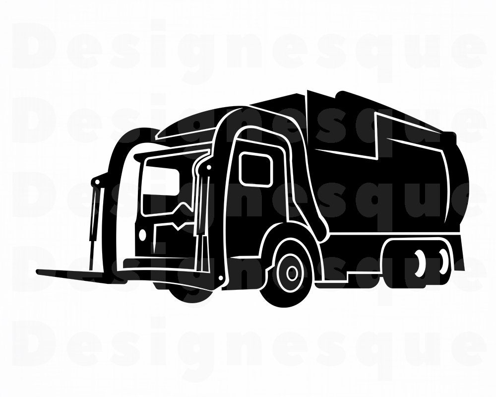 Download Front Loading Garbage Truck 2 Svg Dump Truck Svg Garbage Etsy