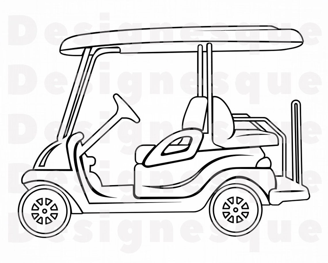 Golf Cart Outline SVG Golf Cart Svg Golf Cart Clipart Golf | Etsy