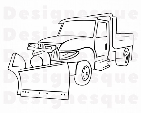Snow Truck Outline 4 Svg Snowplow Svg Snow Svg Winter Svg Etsy