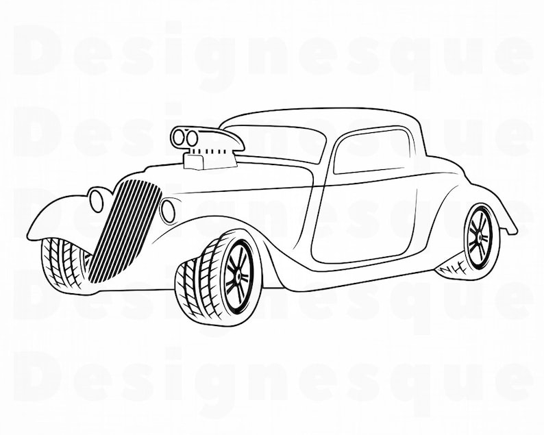 Download Hot Rod Car Outline SVG Hot Rod Svg Vintage Car Svg Hot Rod | Etsy