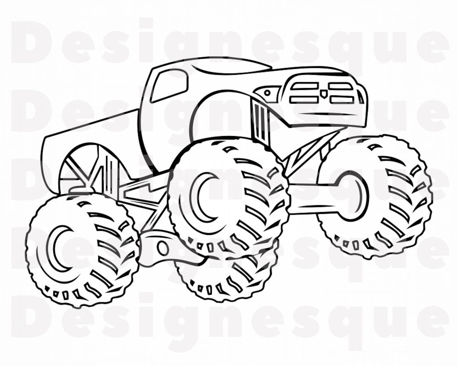 Monster Truck Outline 4 SVG Monster Truck SVG Monster Truck | Etsy