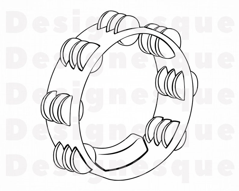 Tambourine Outline SVG Tambourine Clipart Tambourine Files Etsy