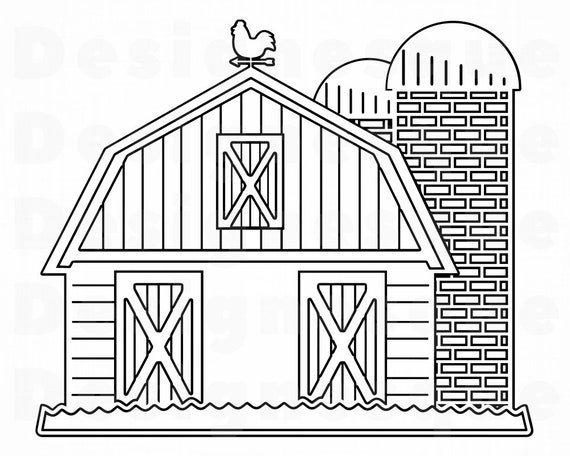 Barn Outline Svg Barn Svg Farm Svg Barn Clipart Barn Files Etsy