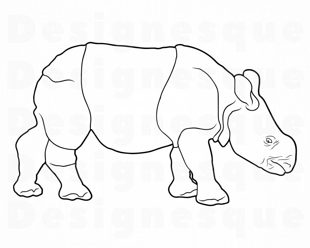 Download Baby Rhino Outline Svg Rhinoceros Svg Baby Rhino Clipart Etsy