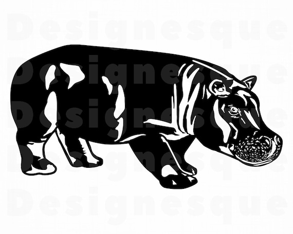 Hippo Svg Hipopotam Svg Hippo Clipart Hippo Pliki Dla Etsy