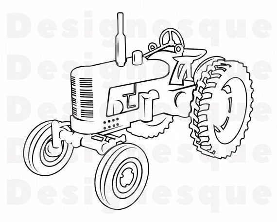 Download Tractor Outline 6 Svg Tractor Svg Farm Tractor Svg Tractor Etsy