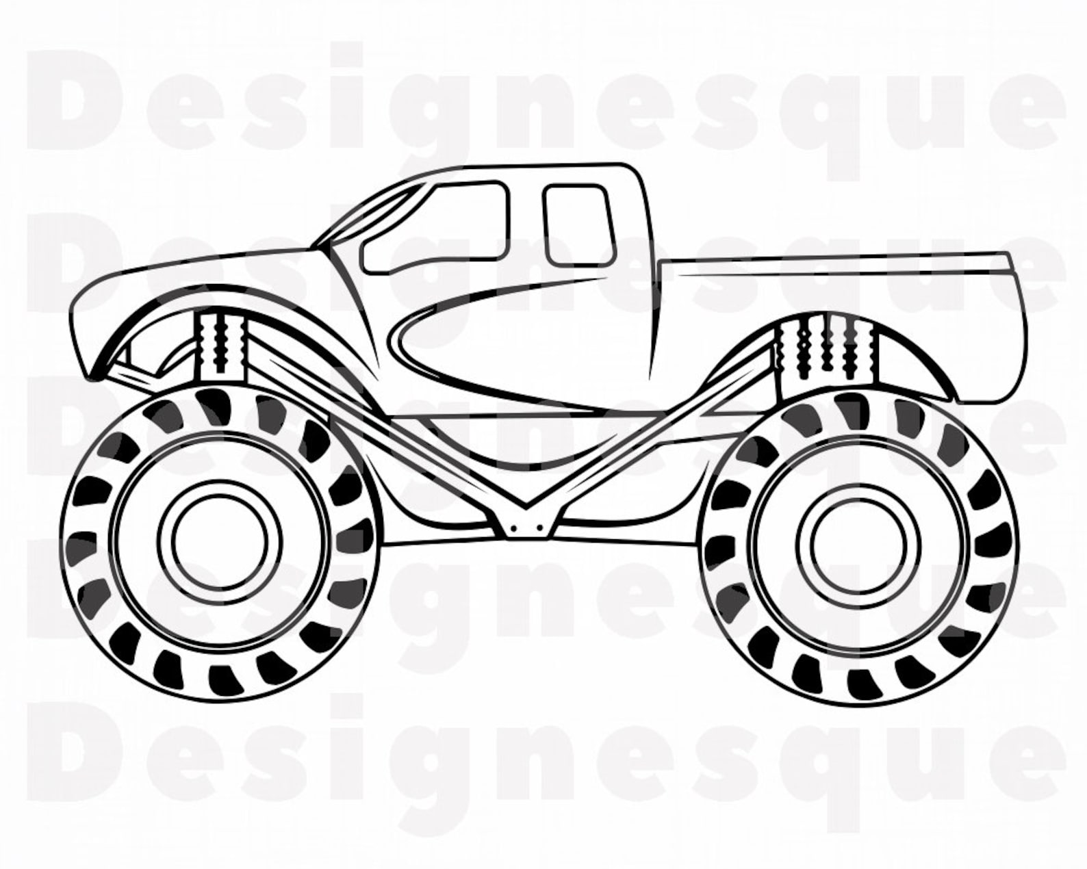 Monster Truck Outline 5 SVG Monster Truck SVG Monster Truck | Etsy