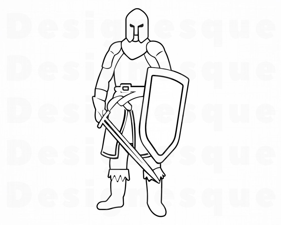 Knight Outline SVG Knight SVG Warrior Svg Knight Clipart | Etsy Canada