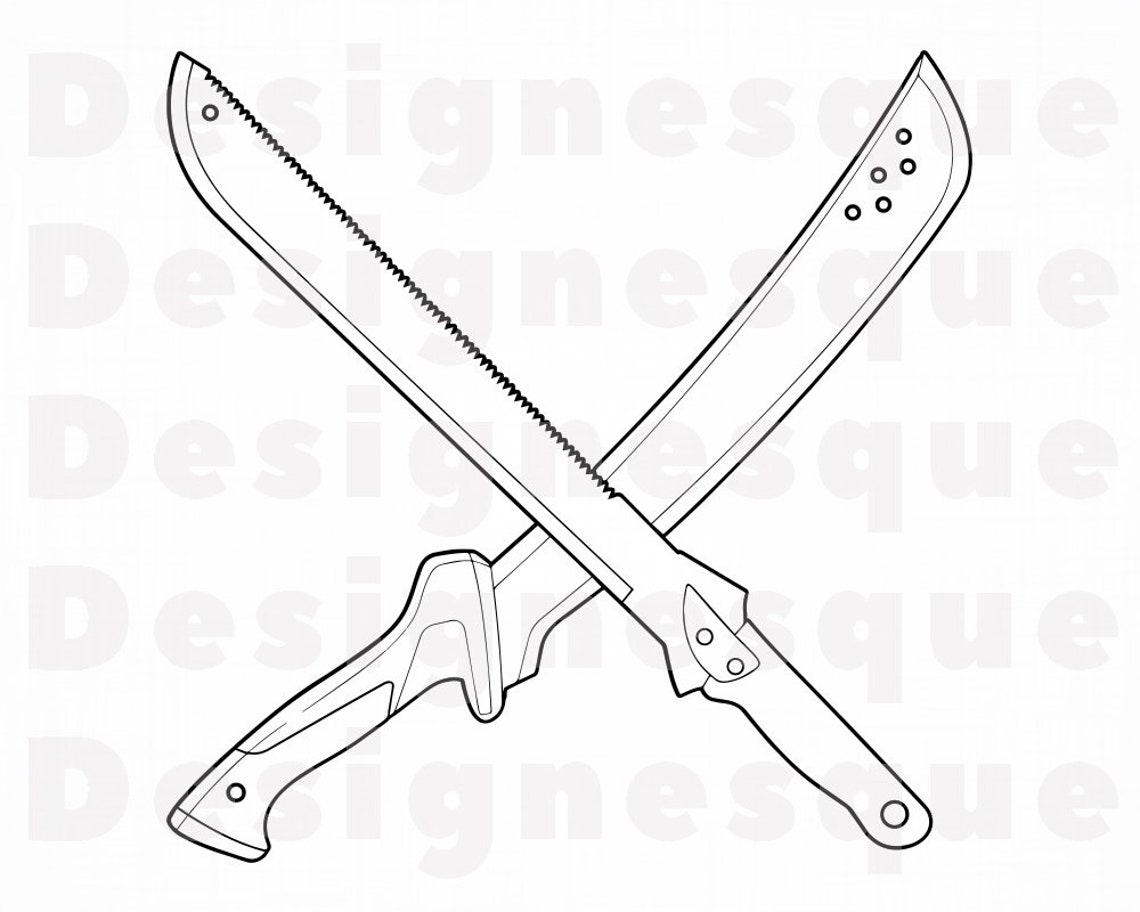 Machete Logo Outline 2 SVG Machete SVG Sword Knife Etsy