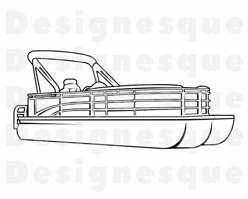 Pontoon Boat Outline SVG Pontoon Boat SVG Pontoon Boat Etsy
