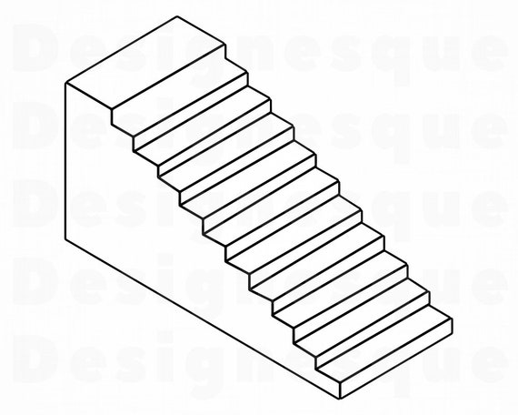 Stairs Outline 2 Svg Stairs Svg Stairs Clipart Stairs Etsy