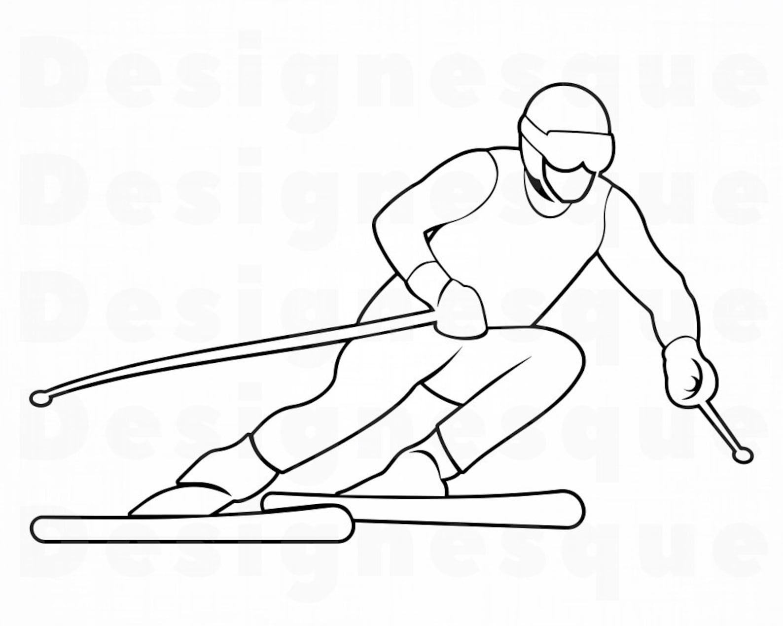Skiing Outline SVG Skiing Svg Skiing Clipart Skiing Files Etsy