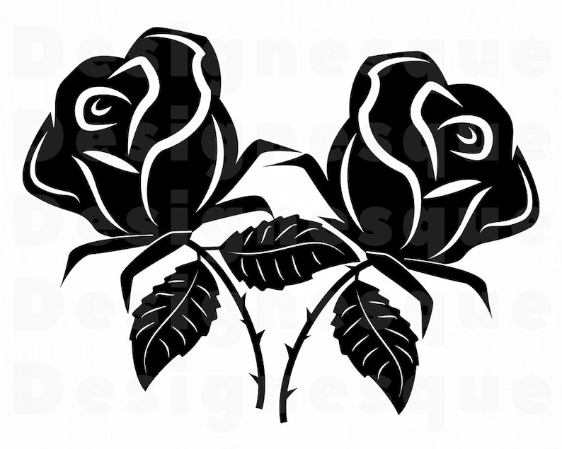 Download Rose 2 SVG Rose Svg Flower SVG Black Rose SVG Rose | Etsy