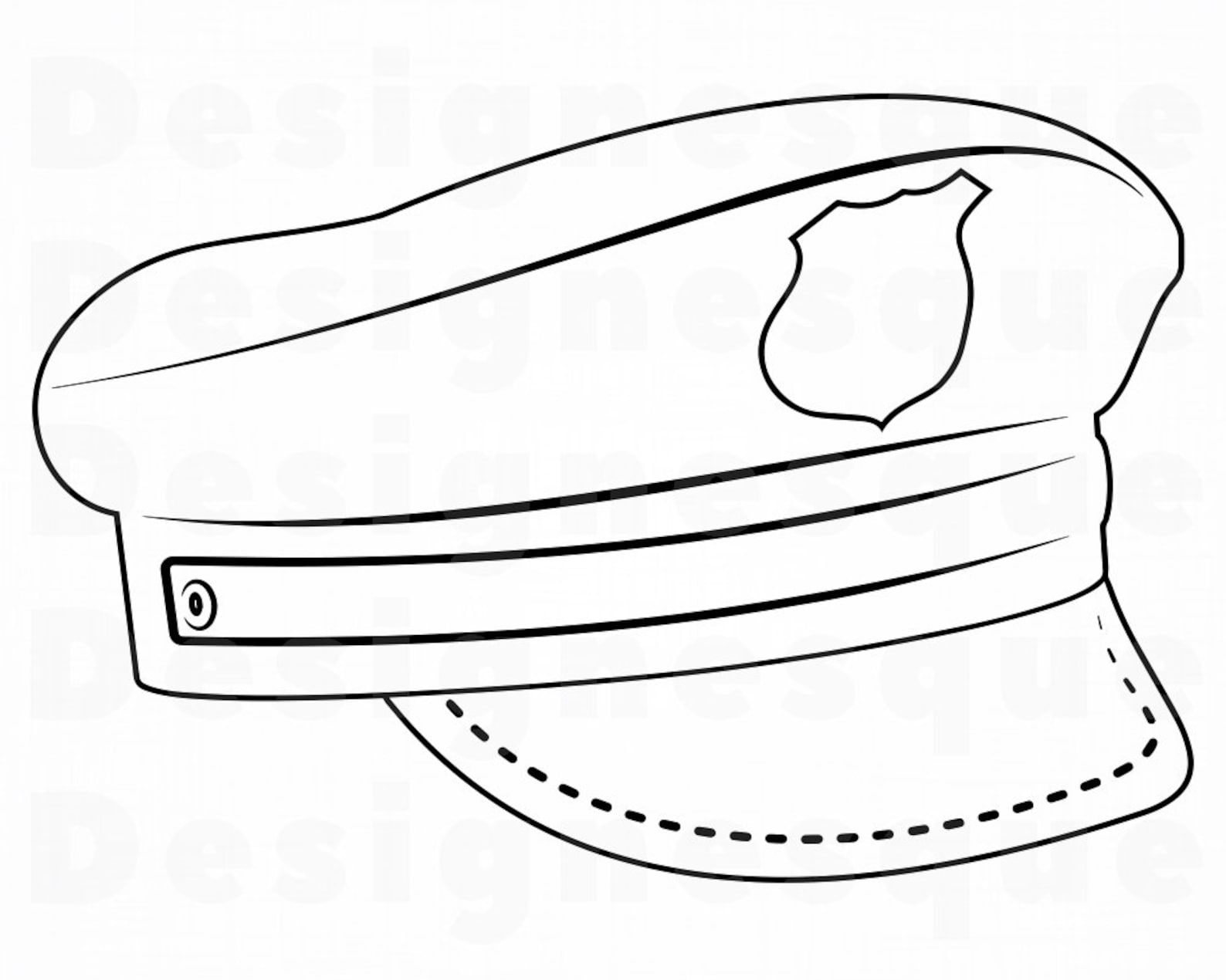 Police Hat Outline SVG Police Svg Police Hat Clipart Police Etsy