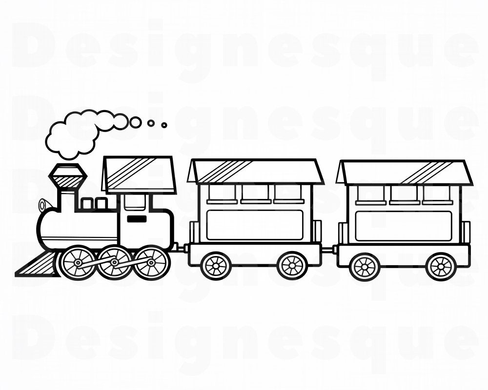 Train Outline #4 Svg Dxf Eps Vector Files for Cricut Clipart Locomotive Svg Train Svg Steam Engine Svg Png Cut Files For Silhouette