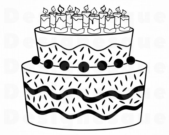 Download Cake 10 Svg Birthday Cake Svg Cake With Candles Cake Etsy