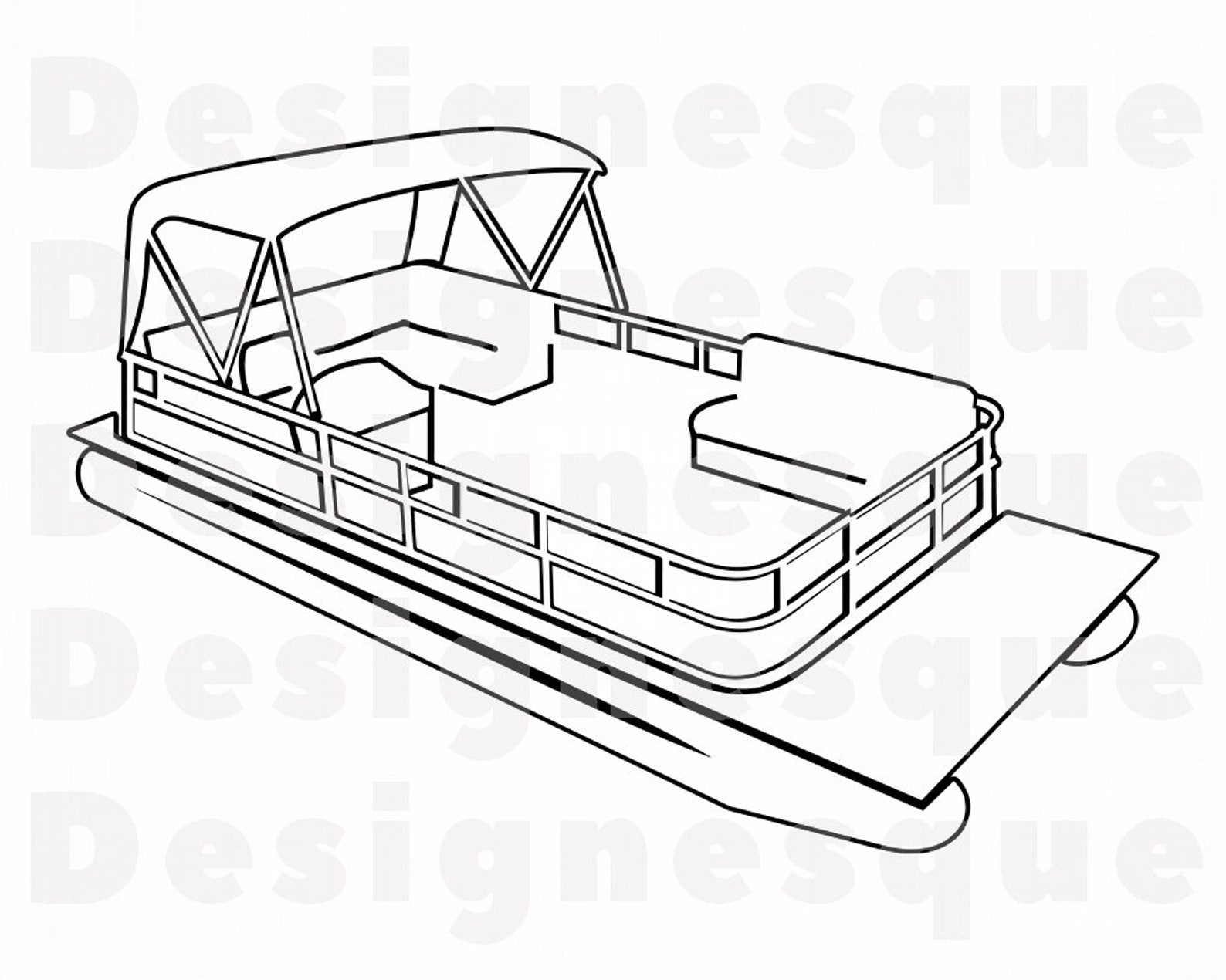 Pontoon Boat Outline 5 SVG Pontoon Boat SVG Pontoon Boat Etsy