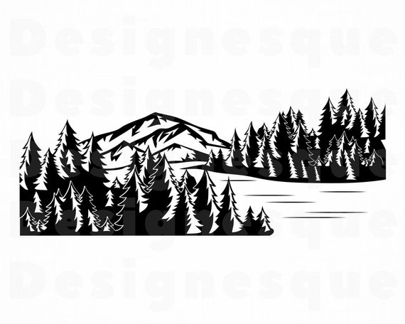 Download Forest And Mountains 2 Svg Trees Svg Mountains Svg Forest Etsy