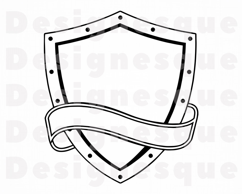 Shield &amp; Banner Outline SVG Shield Svg Banner Svg Shield | Etsy