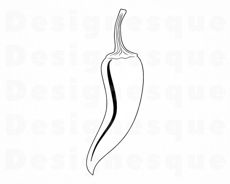 Chili Pepper Outline SVG Hot Pepper Svg Spicy Svg Chili Etsy