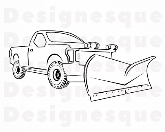 Snow Truck Outline 3 Svg Snowplow Svg Snow Svg Winter Svg Etsy