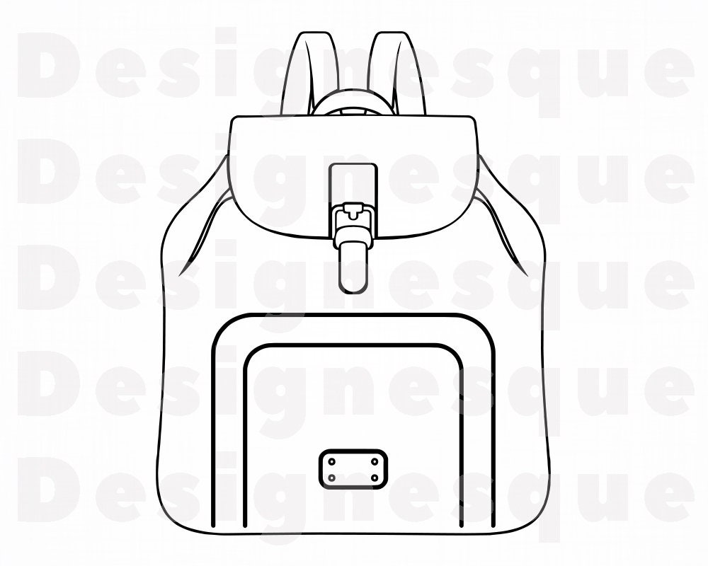 Backpack Outline SVG Bookbag SVG School Knapsack Backpack Etsy