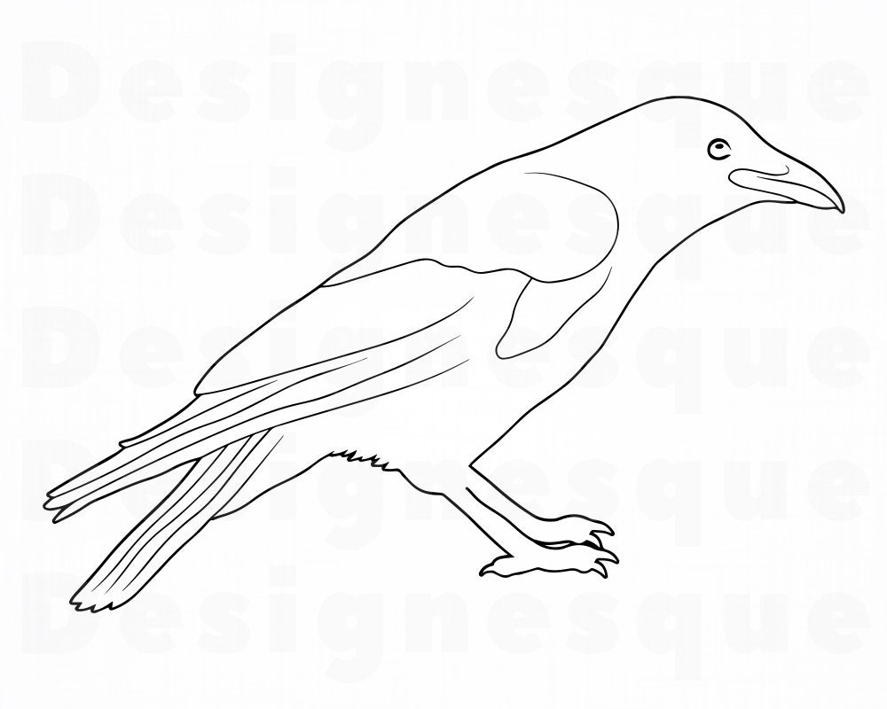 Raven Outline SVG Raven SVG Crow Svg Raven Clipart Raven | Etsy
