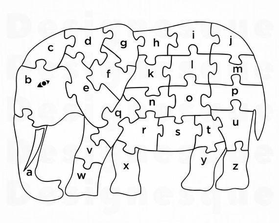 Download Elephant Puzzle Outline Svg Puzzle Svg Elephant Svg Etsy